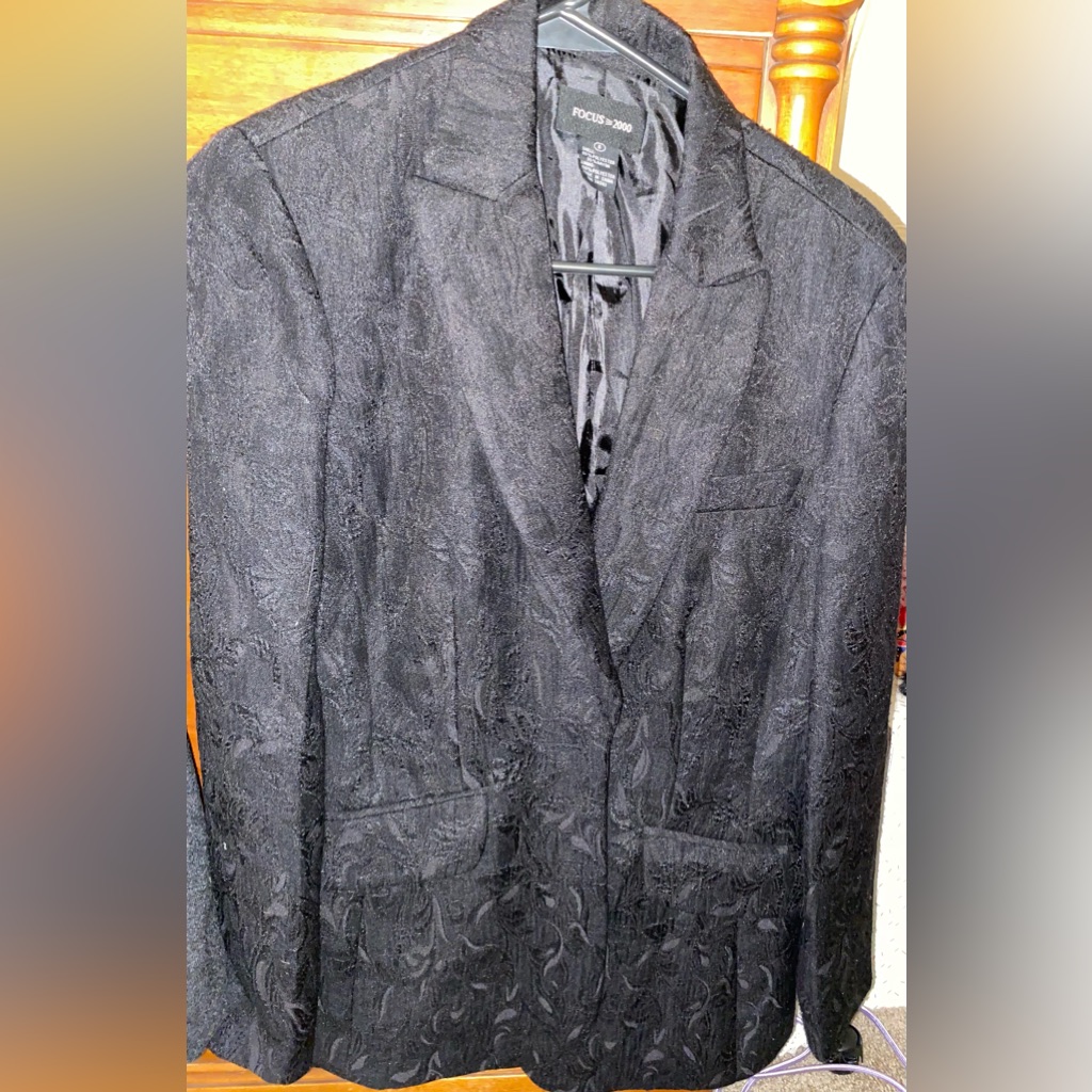 Focus 2000 Vintage Y2k Corpgoth Floral Jacquard Blazer Size 6 Preloved Condition